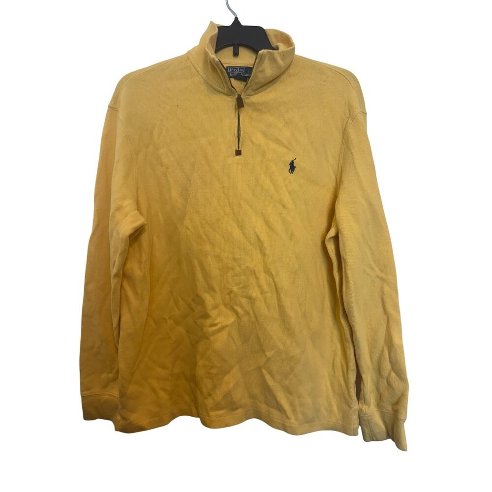 Polo Ralph Lauren Yellow 1/4 Zip Pullover Sweatshirt Mens Large 100% Cotton